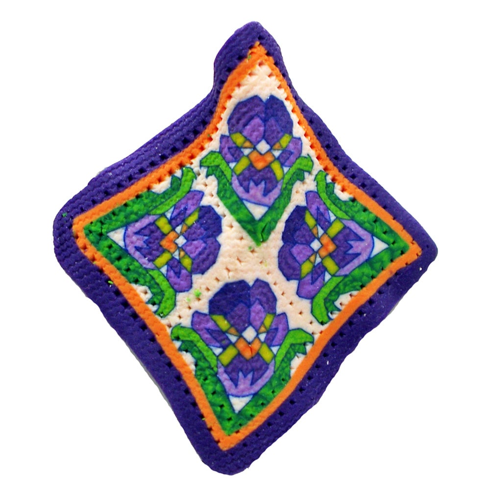 Pansy, Quilt Block Jewelry Quilted in Clay Jennifer Patterson Designs