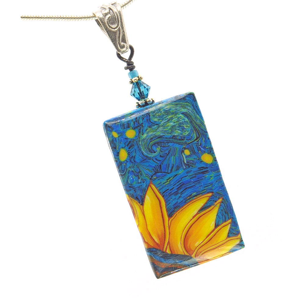 van-gogh-sunflower-polymer-clay-jewelry-jennifer-patterson-designs
